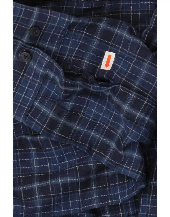 James Pringle Mens Shirt 2XL Navy Blue Check Polyester