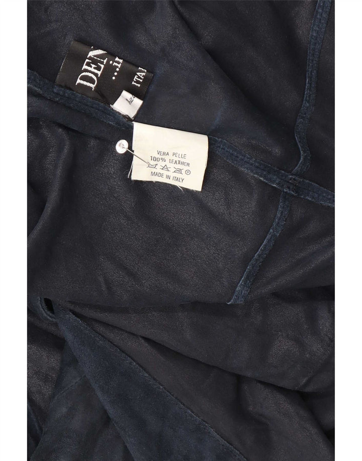 Vintage Womens Suede Jacket UK 18 XL Navy Blue Leather
