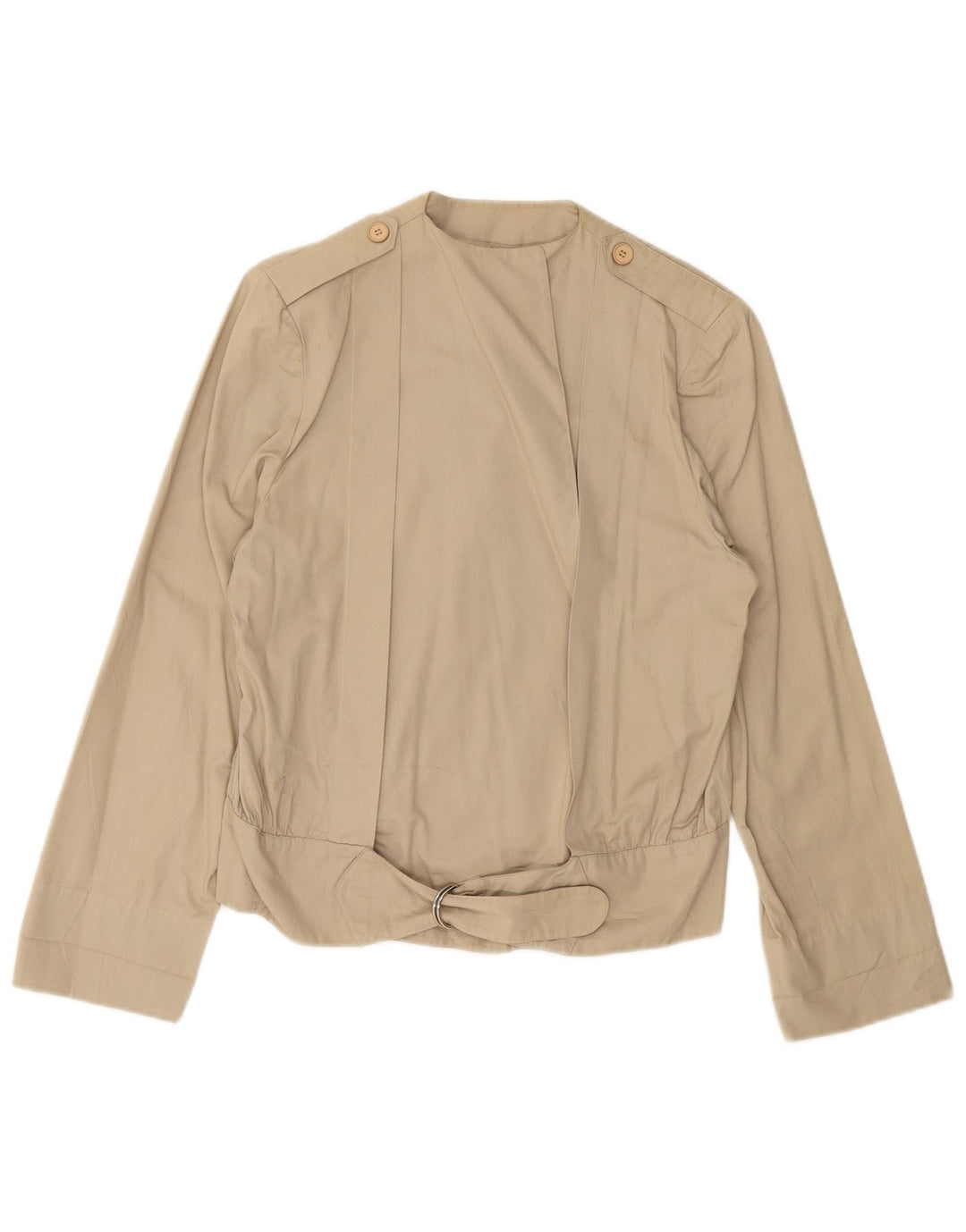 VINTAGE Womens Bomber Jacket UK 12 Medium Beige Cotton