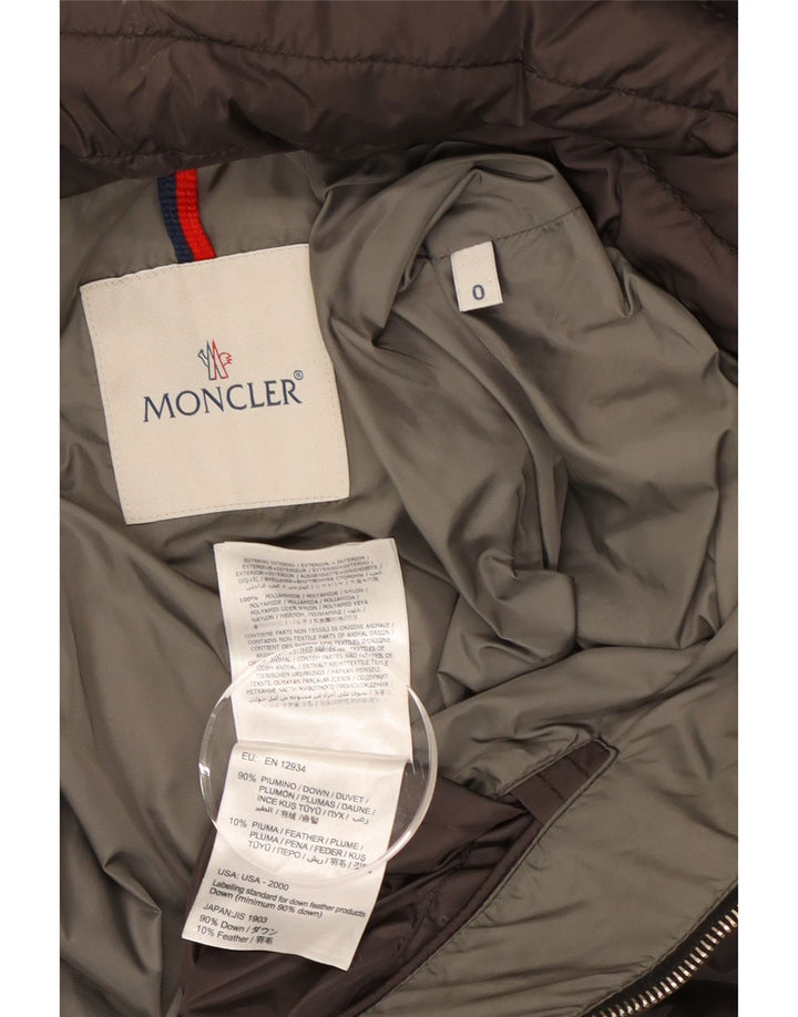 Moncler Womens Hooded Padded Jacket Size 0 XS Grey Polyamide
