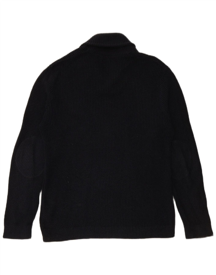 JACK & JONES Mens Shawl Neck Jumper Sweater XL Navy Blue Cotton