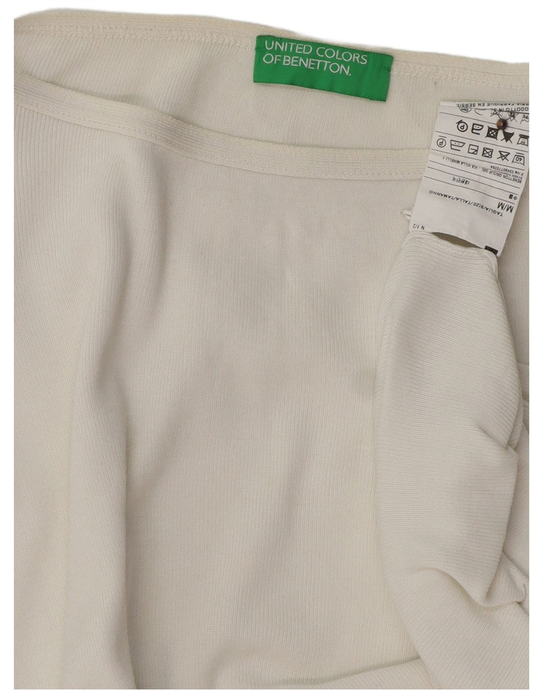 BENETTON Womens Oversized Boat Neck Jumper Sweater UK 14 Medium White