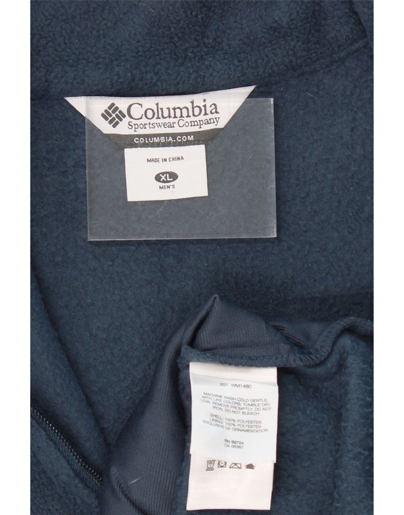 COLUMBIA Mens Fleece Gilet UK 42 XL Navy Blue Polyester Vintage Columbia and Second-Hand Columbia from Messina Hembry 