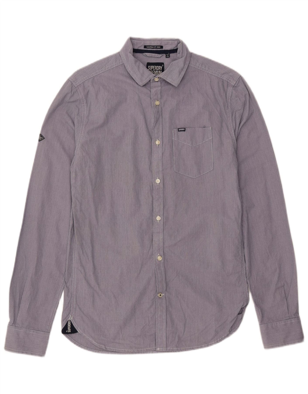 SUPERDRY Mens Tailored Shirt Small Purple Striped Cotton