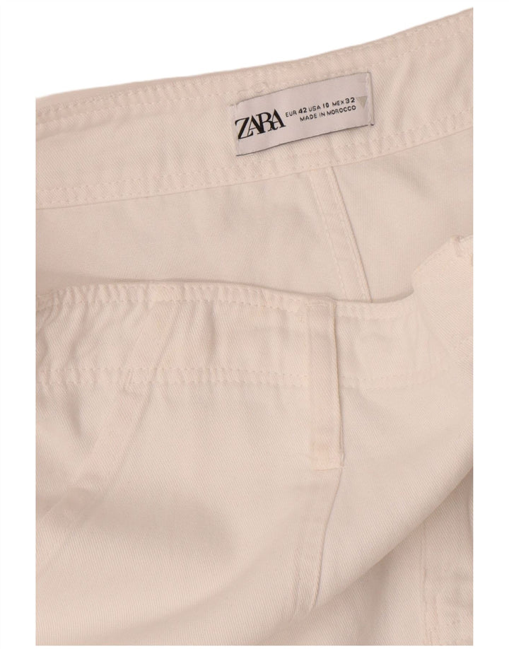 Zara Womens Straight Cargo Trousers EU 42 Large W32 L33 White