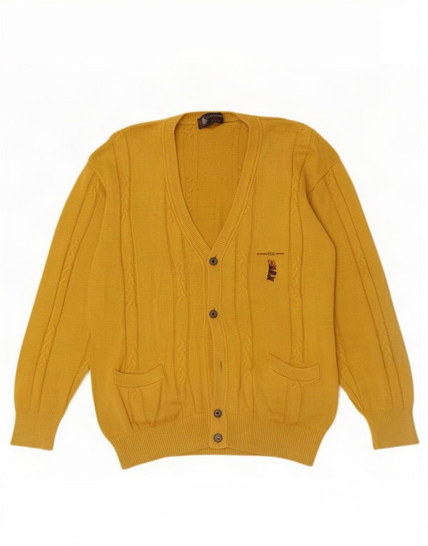 Malagrida Mens Cardigan Sweater Medium Yellow Cotton