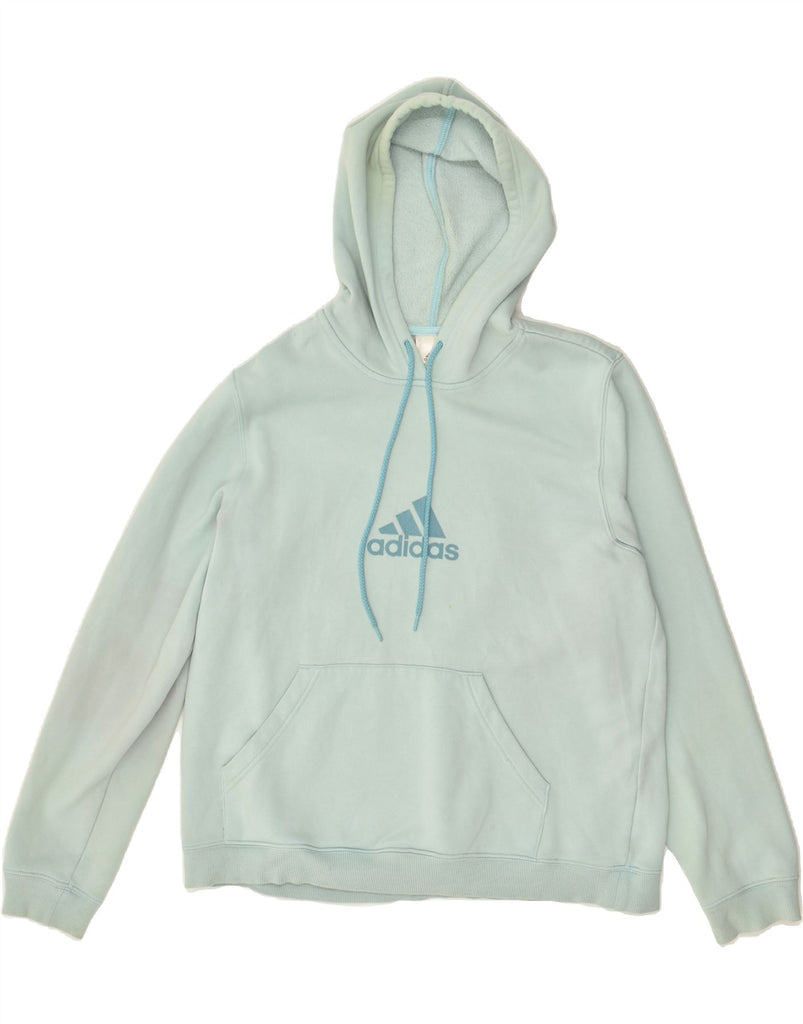 ADIDAS Womens Graphic Hoodie Jumper XL Turquoise Cotton | Vintage Adidas | Thrift | Second-Hand Adidas | Used Clothing | Messina Hembry 