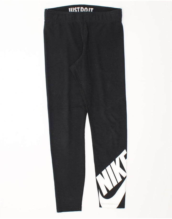 Nike Womens Graphic Leggings UK 10 Small  Black Cotton