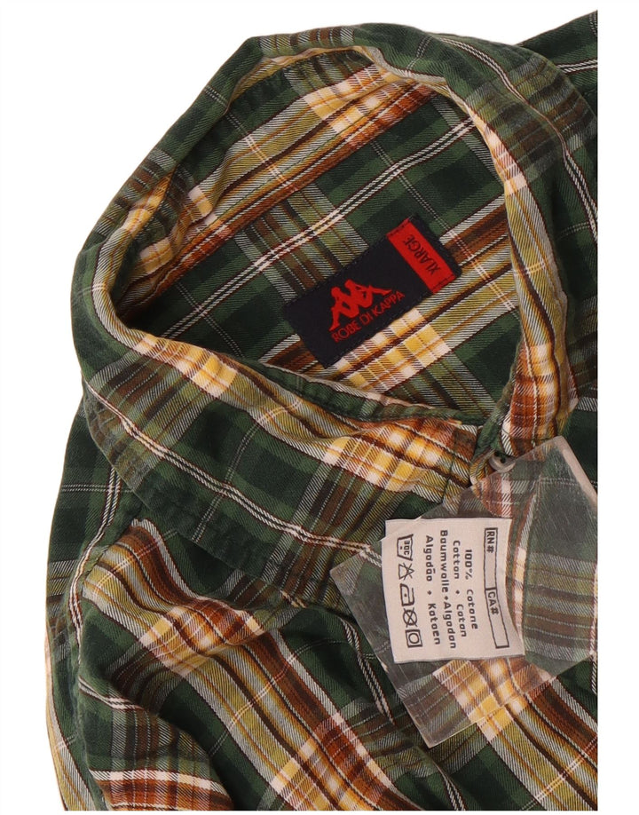 Kappa Mens Flannel Shirt XL Green Check Cotton