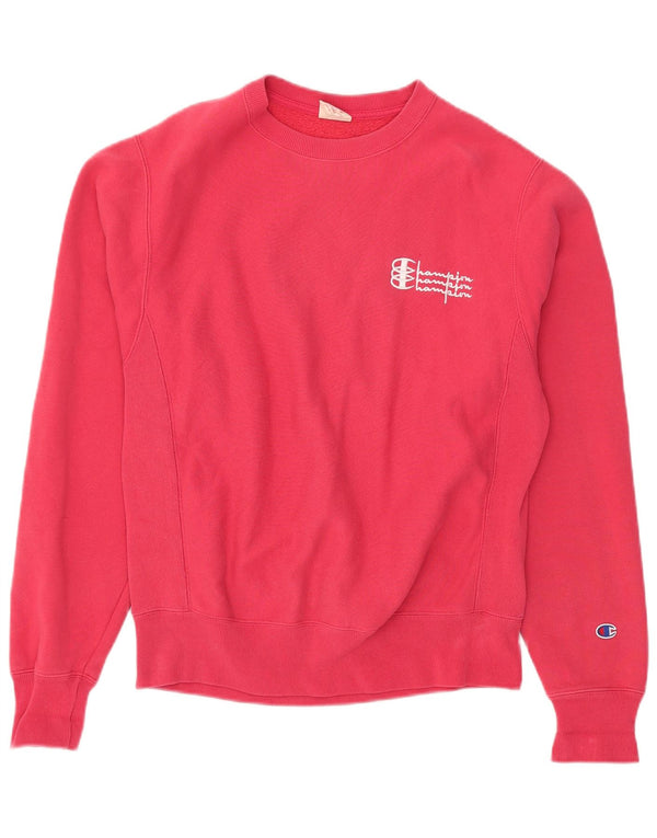 Champion Womens Oversized Sweatshirt Jumper UK 10 Small Pink Cotton