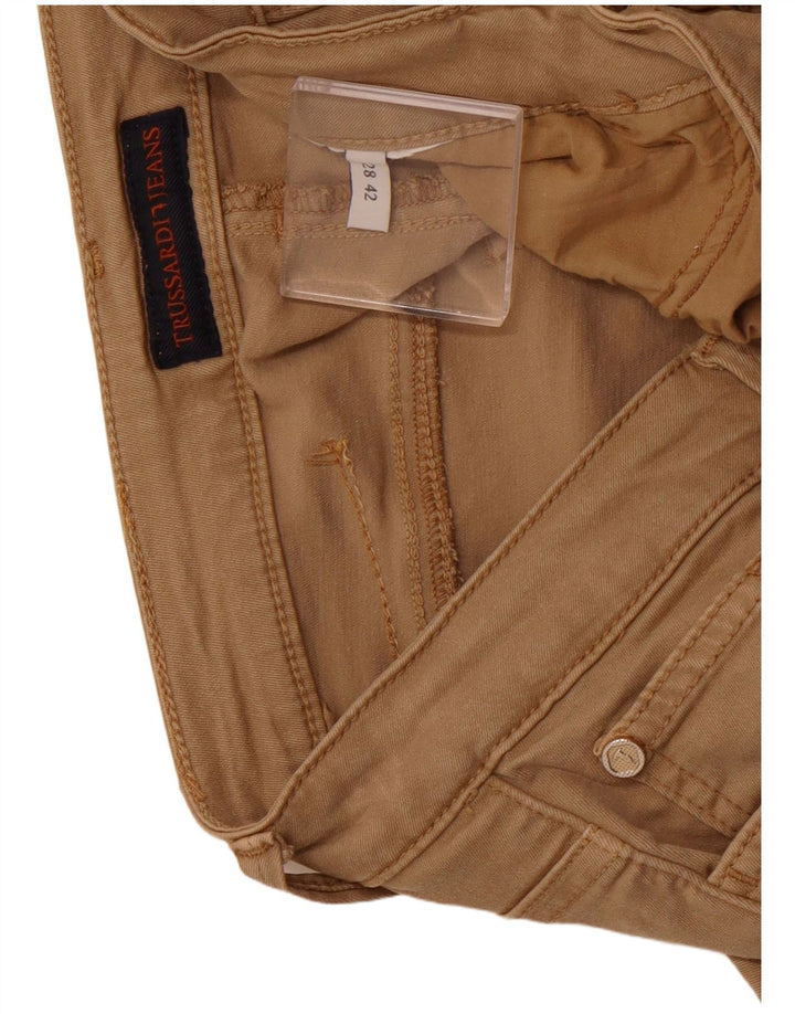 TRUSSARDI Womens Slim Casual Trousers IT 42 Medium W28 L25 Brown