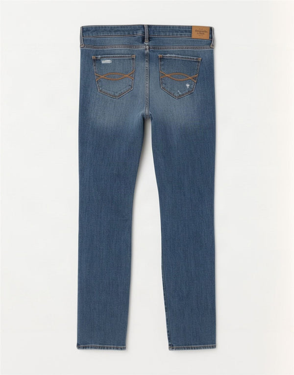Abercrombie & Fitch Womens Distressed Slim Jeans US 6 Medium W28 L28 Blue