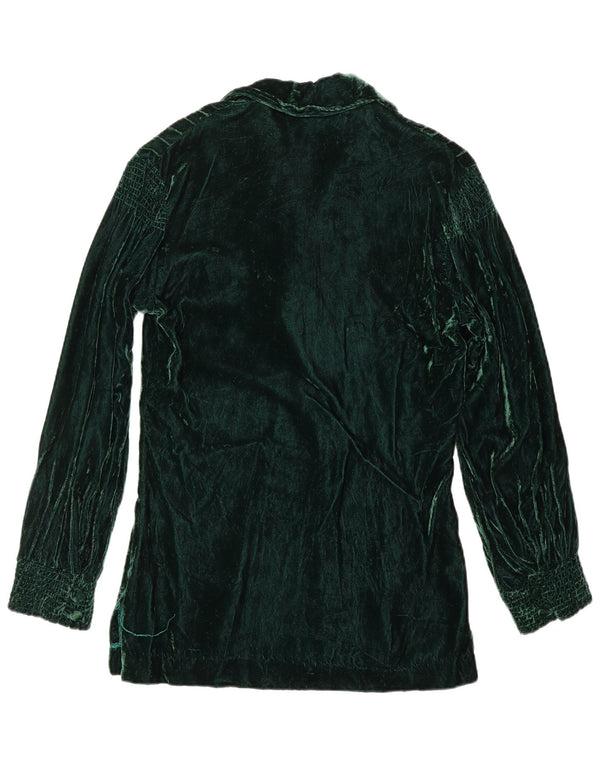 VINTAGE Womens Velvet Pullover Shirt US 8 Medium Green