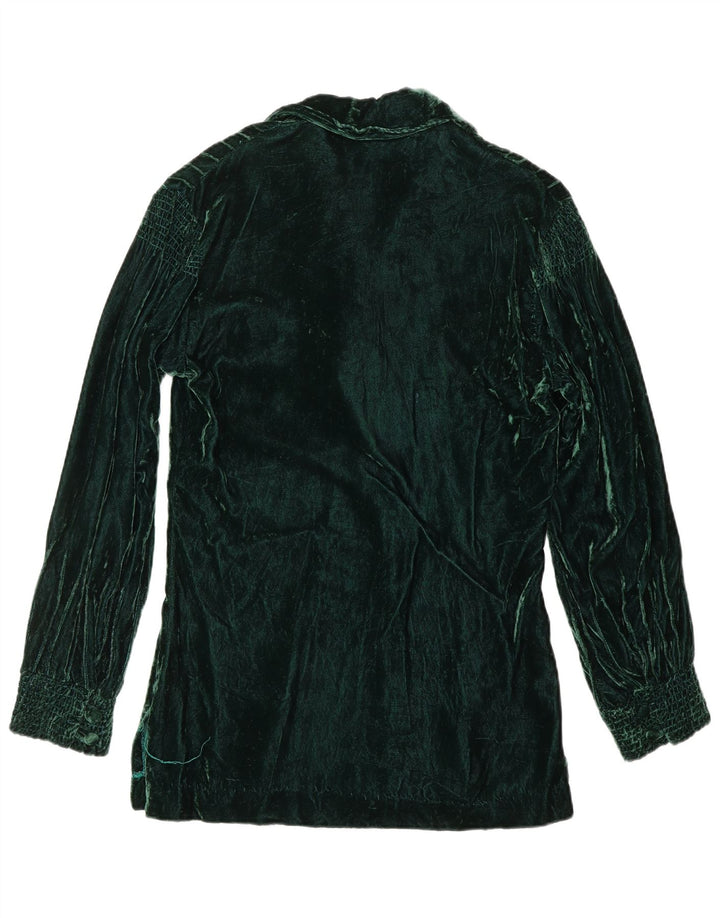 VINTAGE Womens Velvet Pullover Shirt US 8 Medium Green