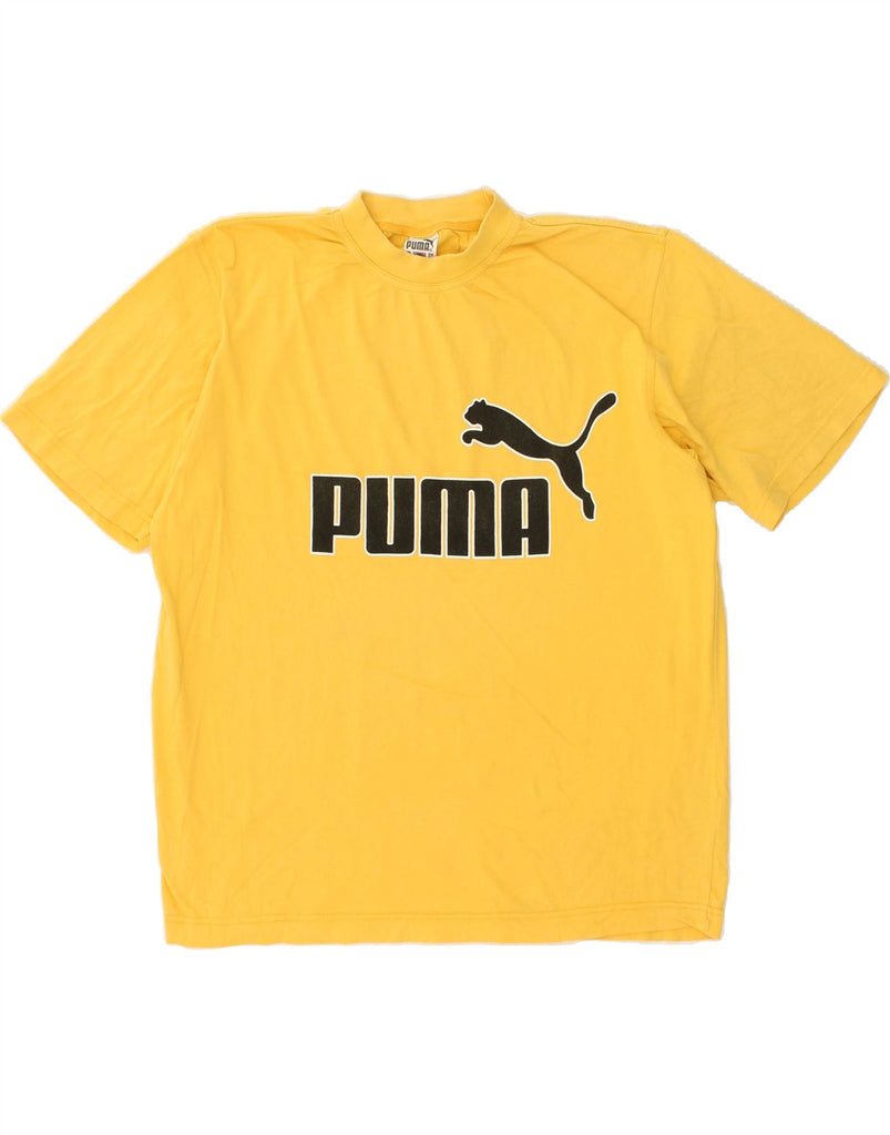 PUMA Mens Graphic T-Shirt Top Small Yellow Cotton | Vintage Puma | Thrift | Second-Hand Puma | Used Clothing | Messina Hembry 