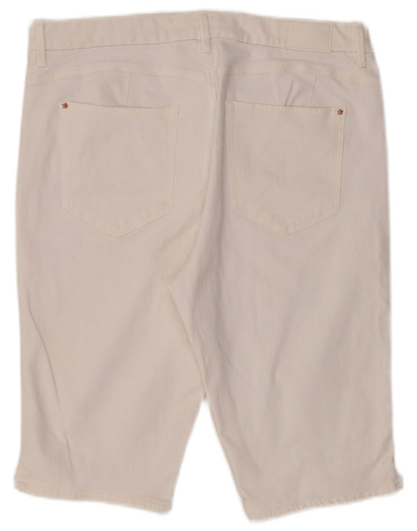 Marks & Spencer Womens High Waist Denim Shorts UK 18 XL W36 White Cotton