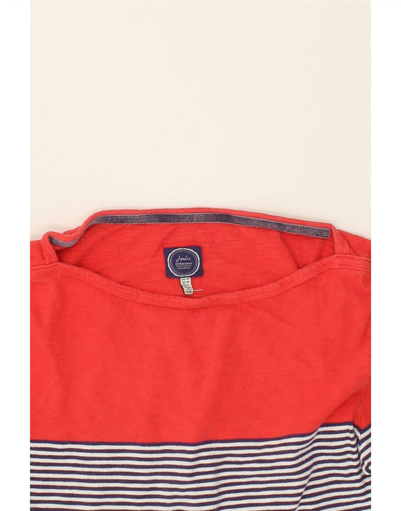 JOULES Womens Top 3/4 Sleeve UK 14 Large Navy Blue Striped Cotton | Vintage Joules | Thrift | Second-Hand Joules | Used Clothing | Messina Hembry 