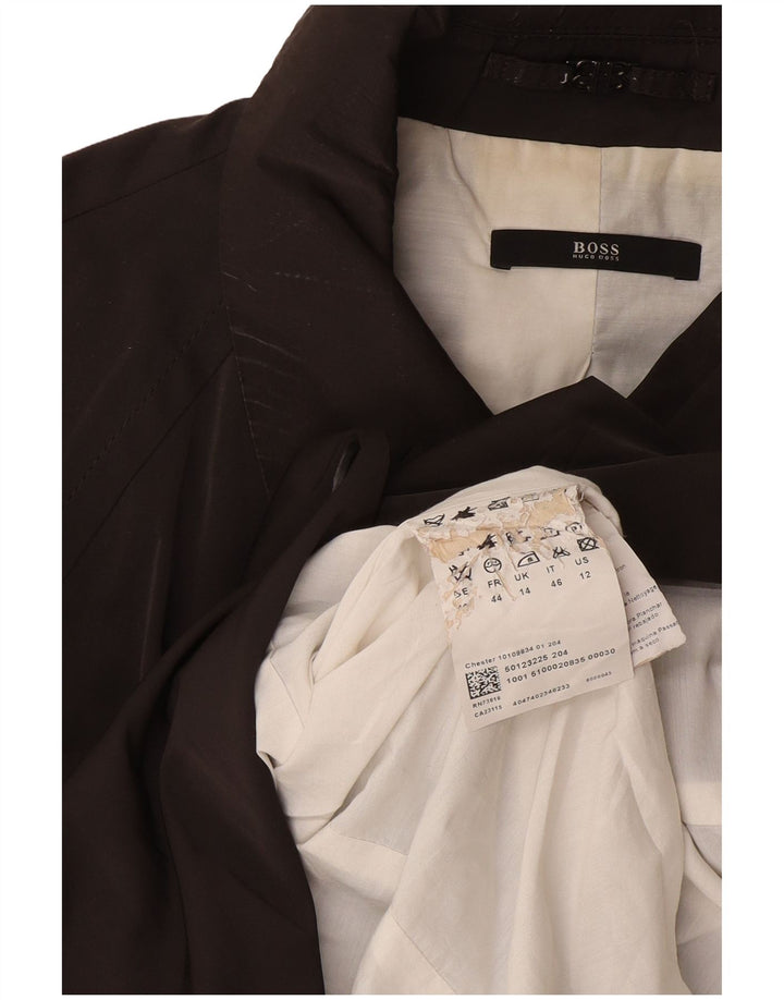 Hugo Boss Womens Trench Coat UK 14 Medium Grey Polyester