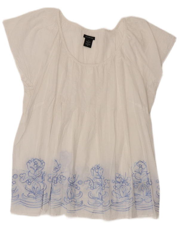Calvin Klein Jeans Womens Blouse Top UK 18 XL White Floral Cotton