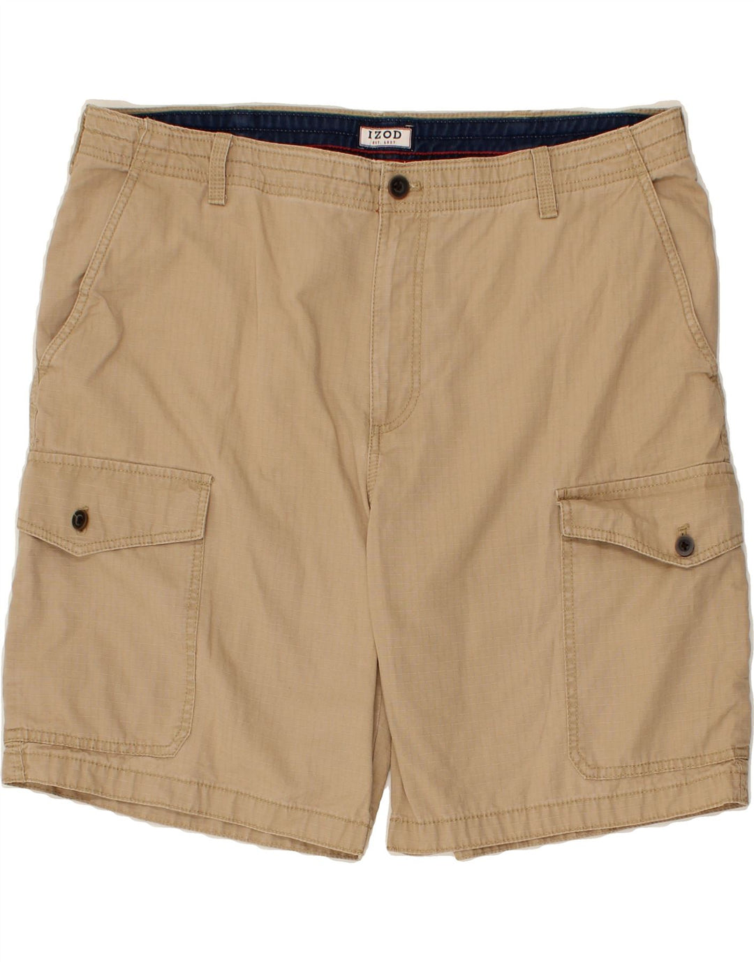 IZOD Mens Cargo Shorts W38 XL Beige Check Cotton Vintage Izod and Second-Hand Izod from Messina Hembry 
