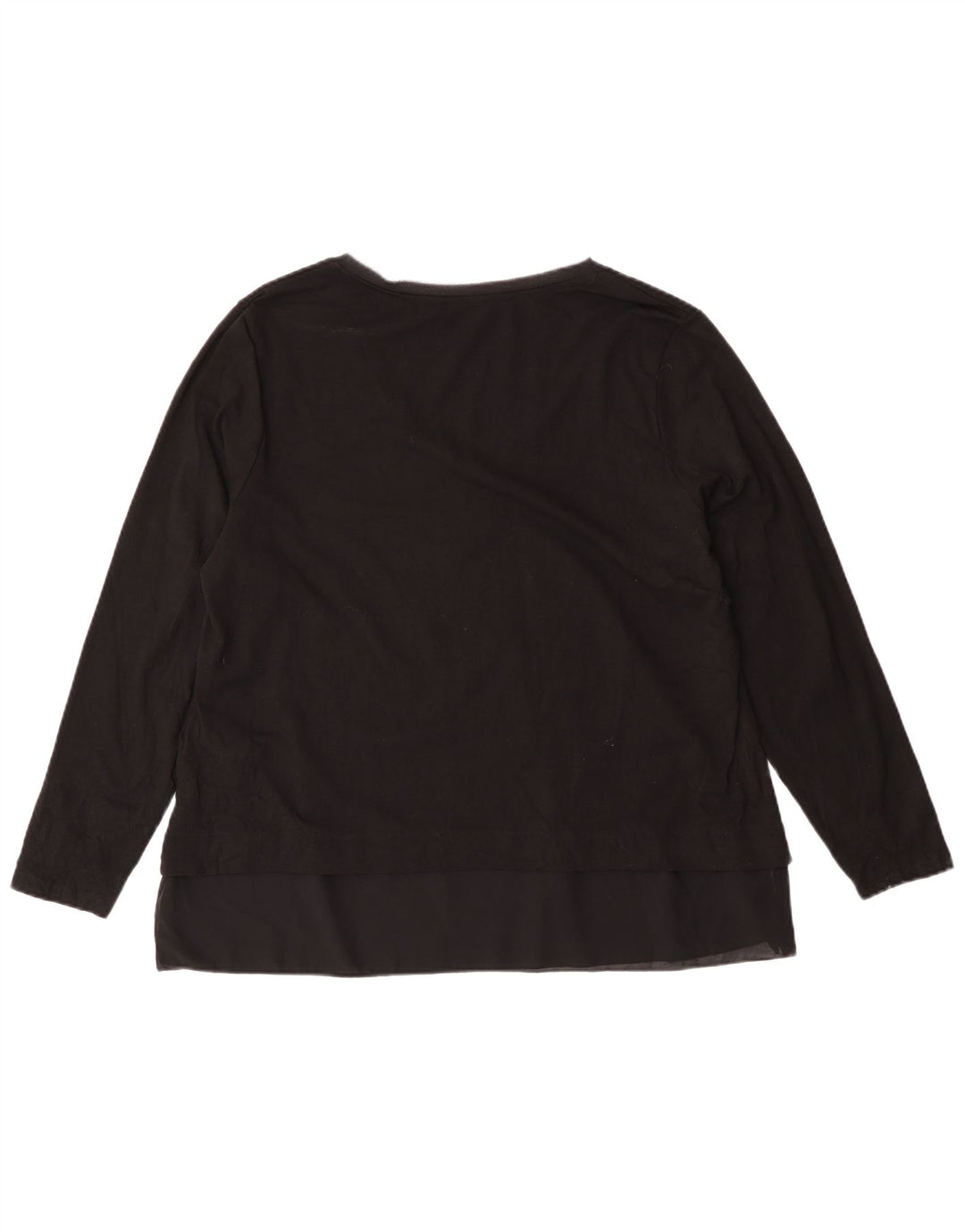 Fiorella Rubino Womens Graphic Top Long Sleeve UK 14 Medium Black Cotton