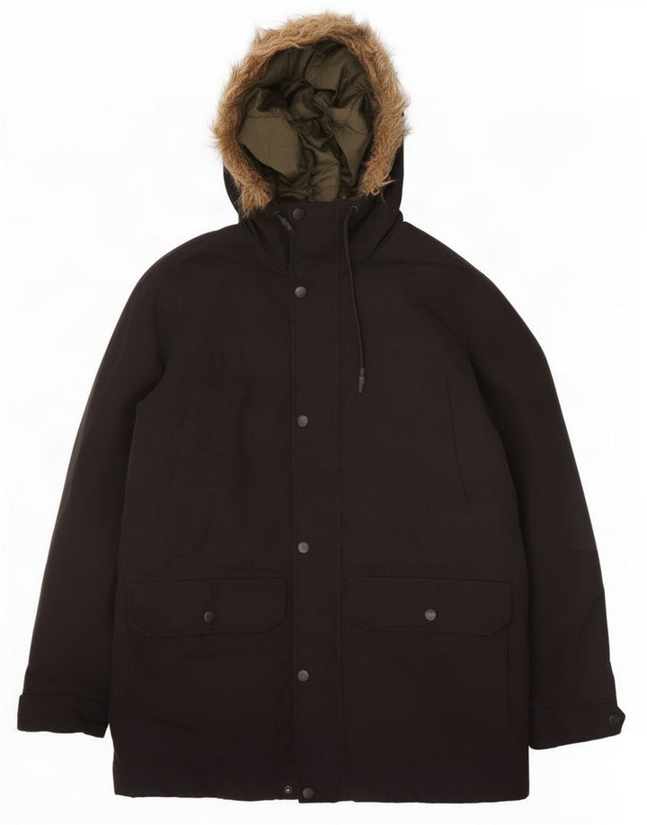 Jack & Jones Mens Hooded Parka Jacket UK 38 Medium Black Polyester