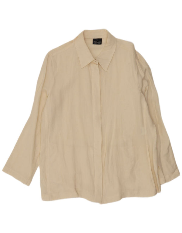 Trussardi Jeans Womens Shirt IT 46 Large Off White Linen