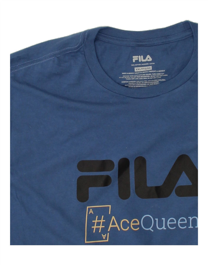 FILA Mens Graphic T-Shirt Top 2XL Blue Cotton | Vintage Fila | Thrift | Second-Hand Fila | Used Clothing | Messina Hembry 