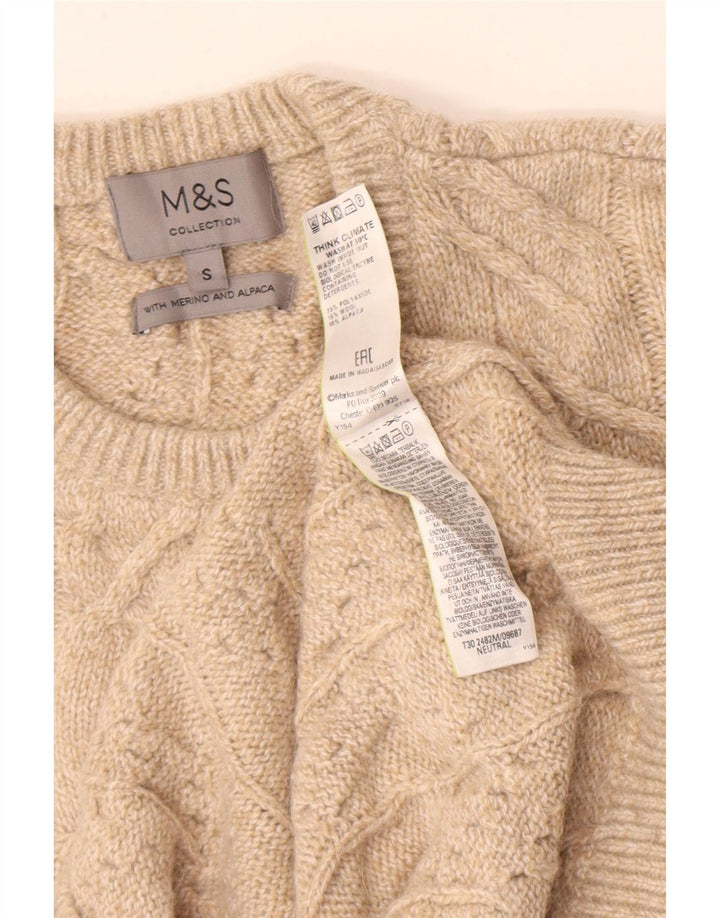 Marks & Spencer Mens Crew Neck Jumper Sweater Small Beige Polyamide