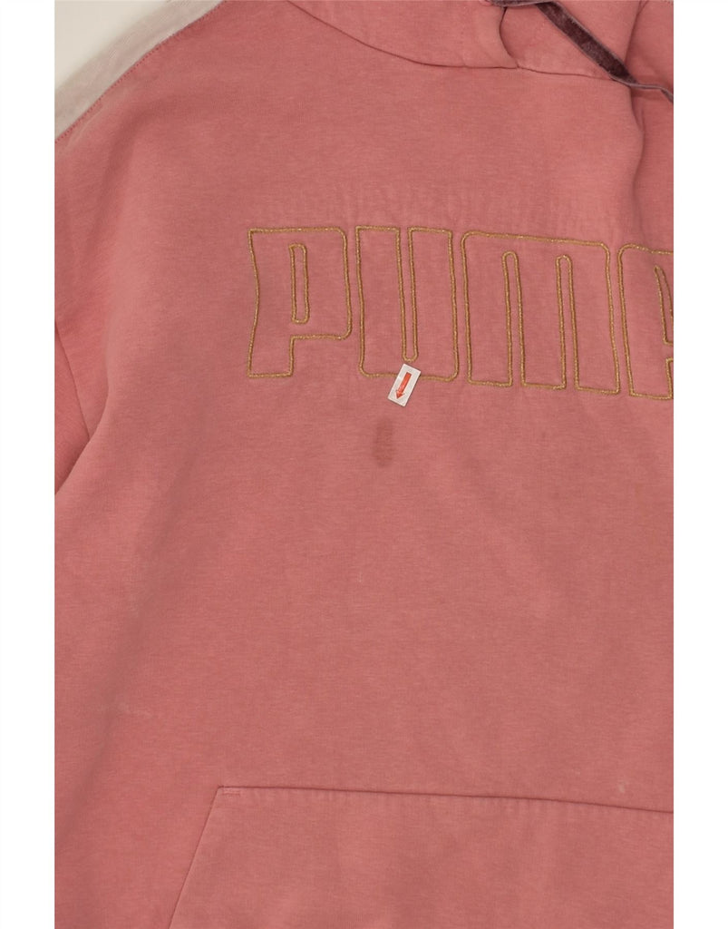 PUMA Womens Oversized Graphic Hoodie Jumper UK 10 Small Pink Cotton | Vintage Puma | Thrift | Second-Hand Puma | Used Clothing | Messina Hembry 