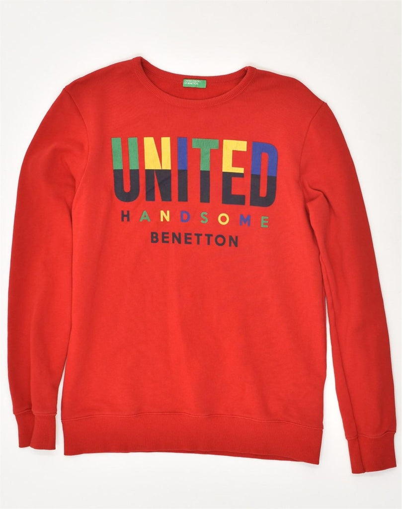 BENETTON Boys Graphic Sweatshirt Jumper 13-14 Years Red Cotton | Vintage Benetton | Thrift | Second-Hand Benetton | Used Clothing | Messina Hembry 