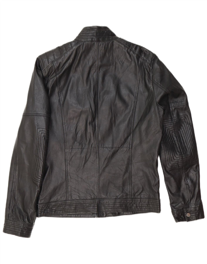 Conbipel Womens Leather Biker Jacket IT 46 Large Black Leather