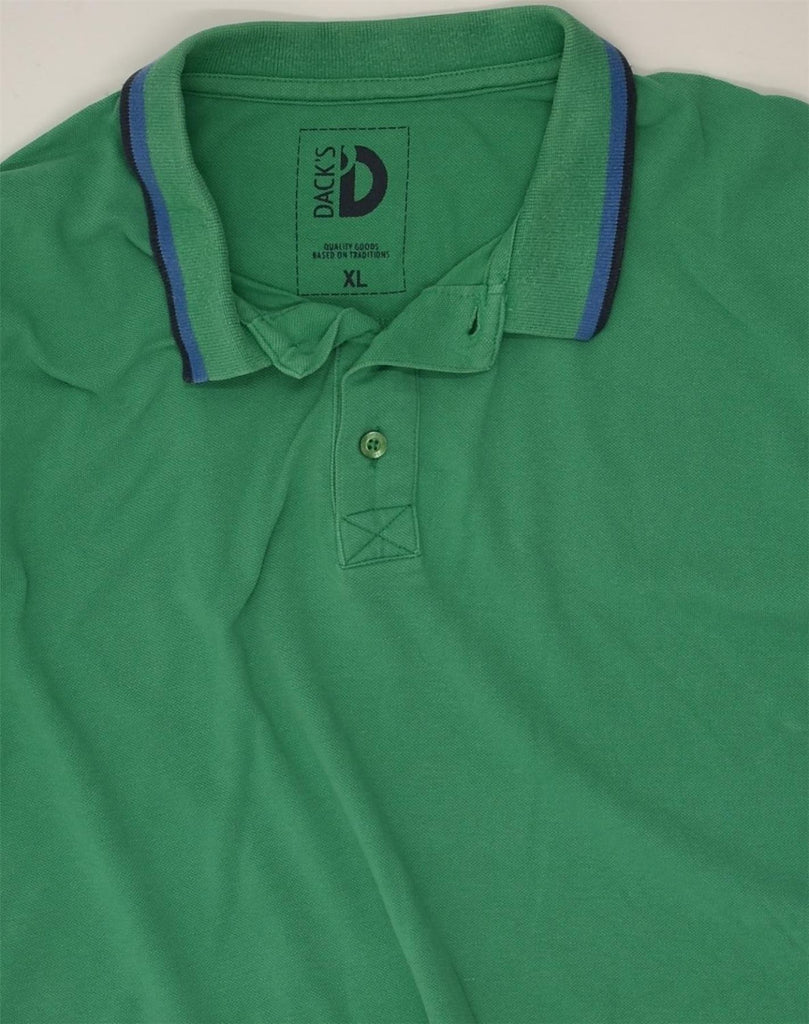 DACK'S Mens Slim Polo Shirt XL Green Cotton | Vintage Dack's | Thrift | Second-Hand Dack's | Used Clothing | Messina Hembry 