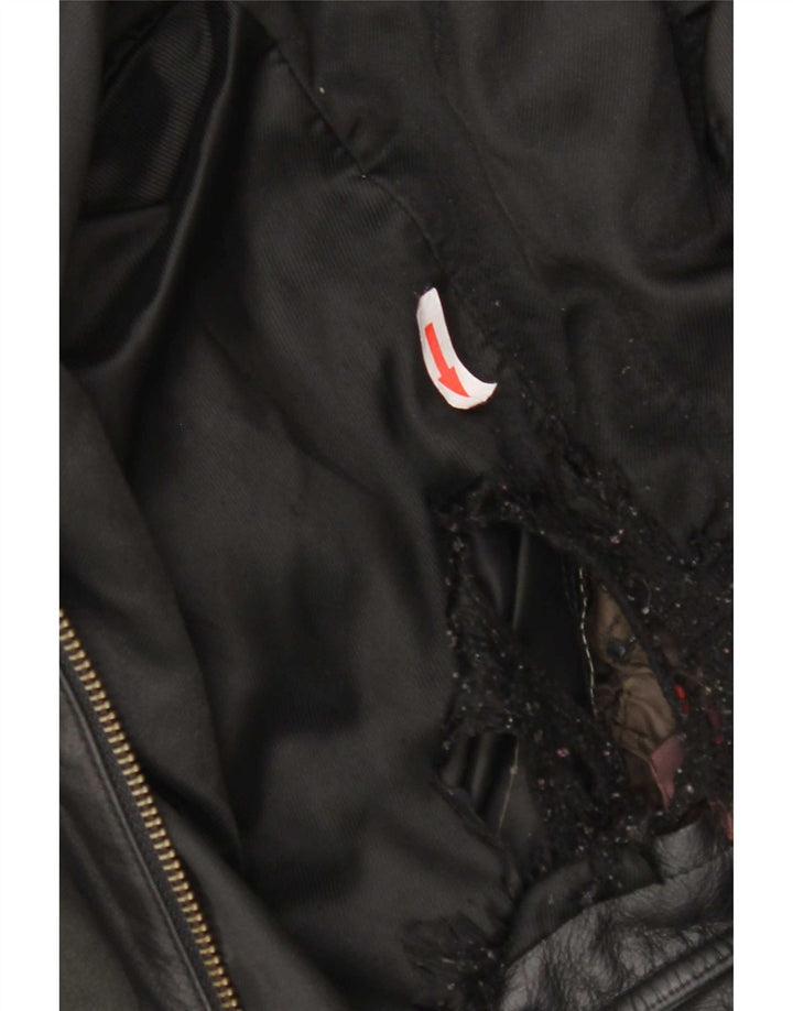 New Fast Womens Oversized Leather Jacket IT 44 Medium Black