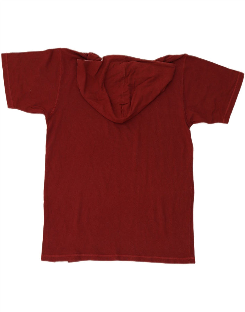 CHAMPION Mens Hooded Graphic T-Shirt Top Large Burgundy Cotton Vintage Champion and Second-Hand Champion from Messina Hembry 