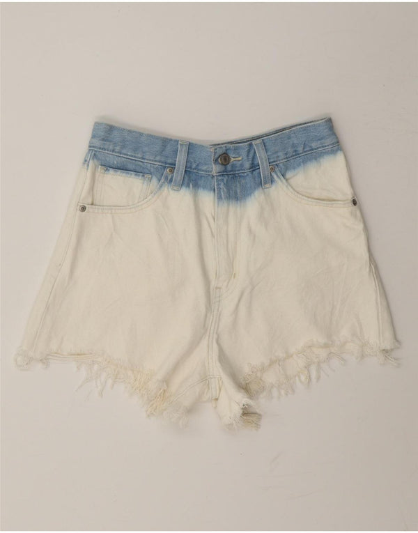 Levi's Womens High Waist Denim Shorts W27 Small White Colourblock Cotton