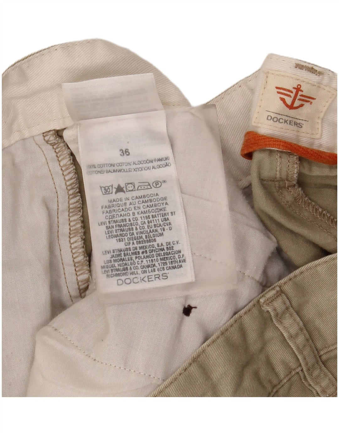 Dockers Mens Cargo Shorts W36 Large Khaki Cotton