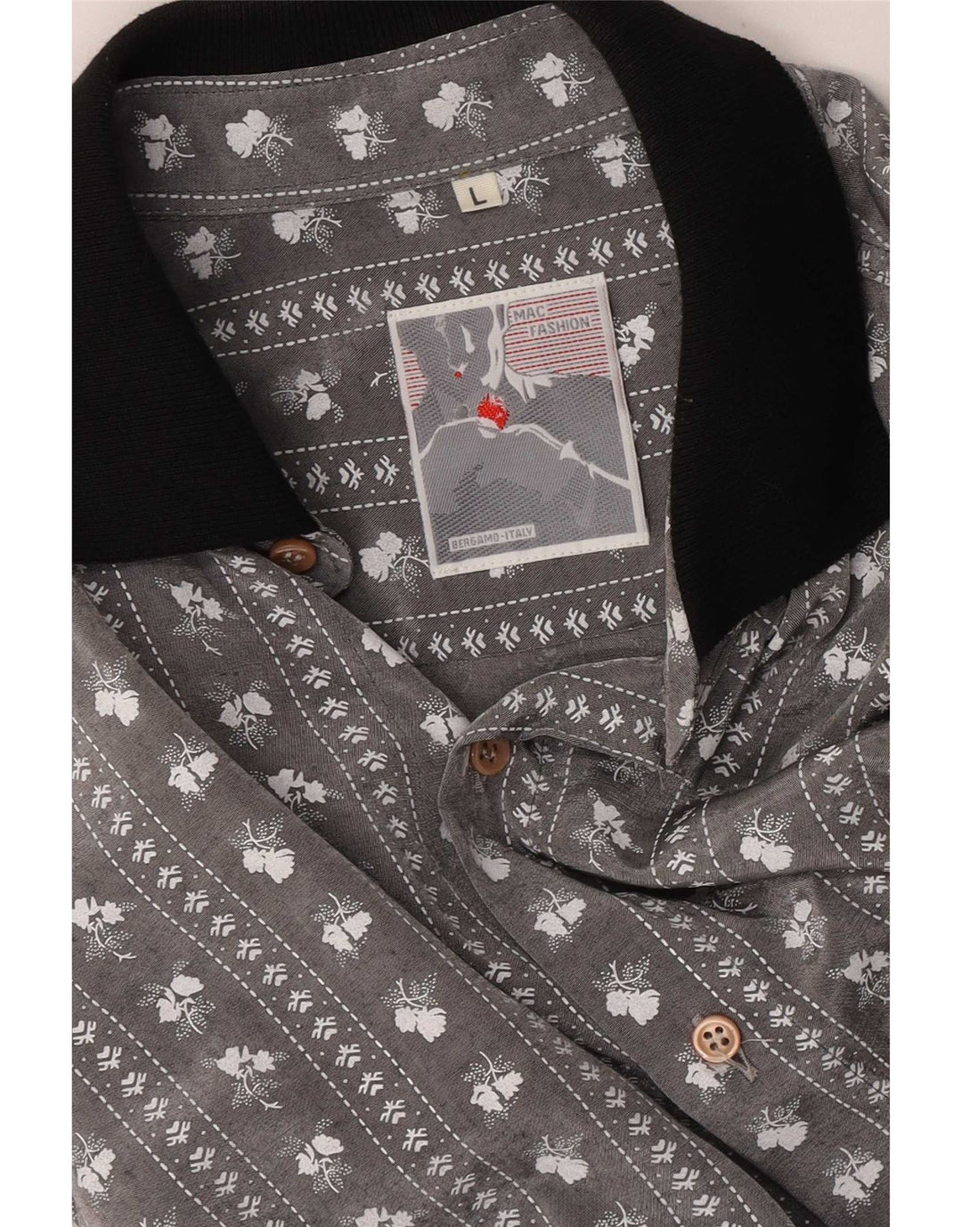 Mac Mens Shirt Large Grey Floral