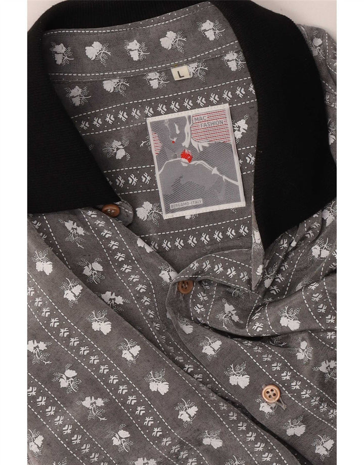 Mac Mens Shirt Large Grey Floral