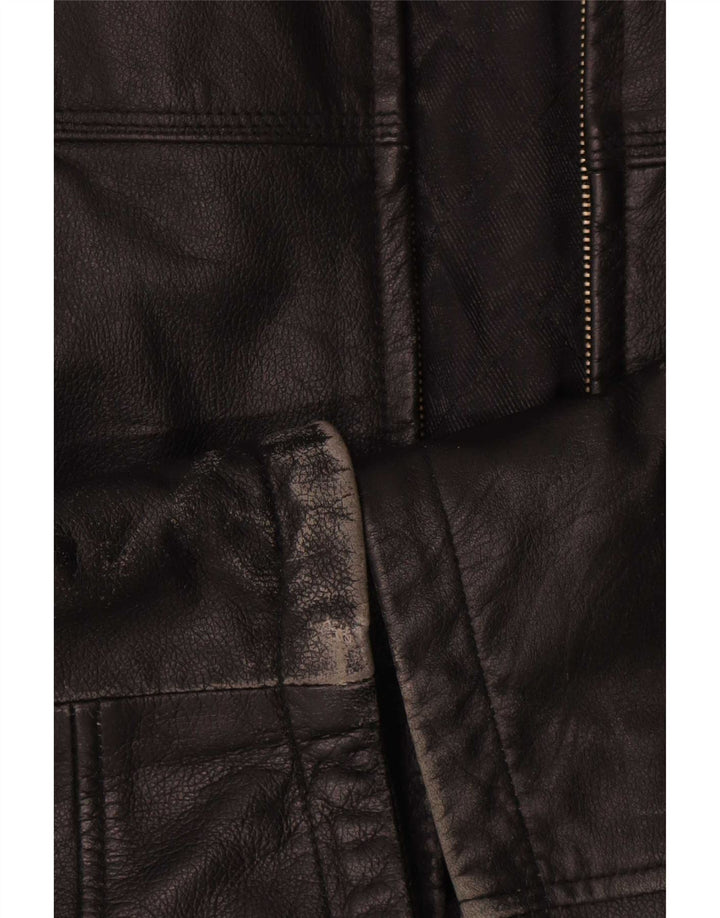 Vintage Mens Leather Jacket IT 54 XL Black