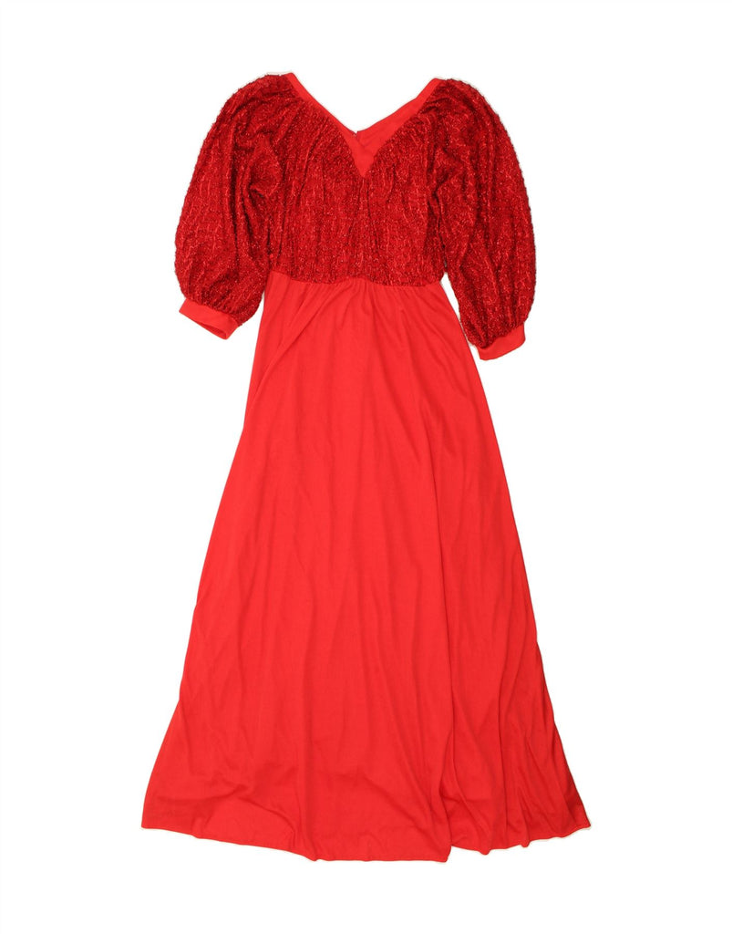 VINTAGE Womens 3/4 Sleeve Maxi Dress UK 14 Large Red | Vintage Vintage | Thrift | Second-Hand Vintage | Used Clothing | Messina Hembry 