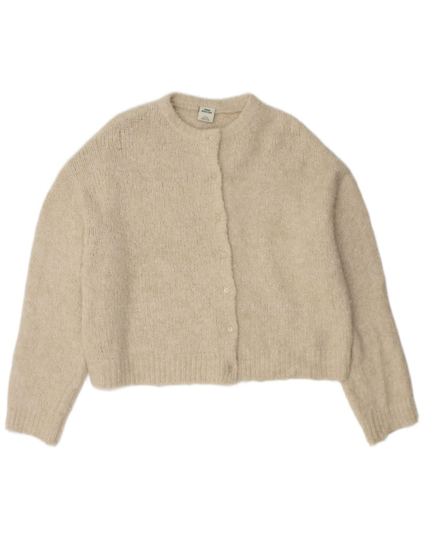 Urban Outfitters Womens Crop Oversized Cardigan Sweater UK 14 Medium Beige