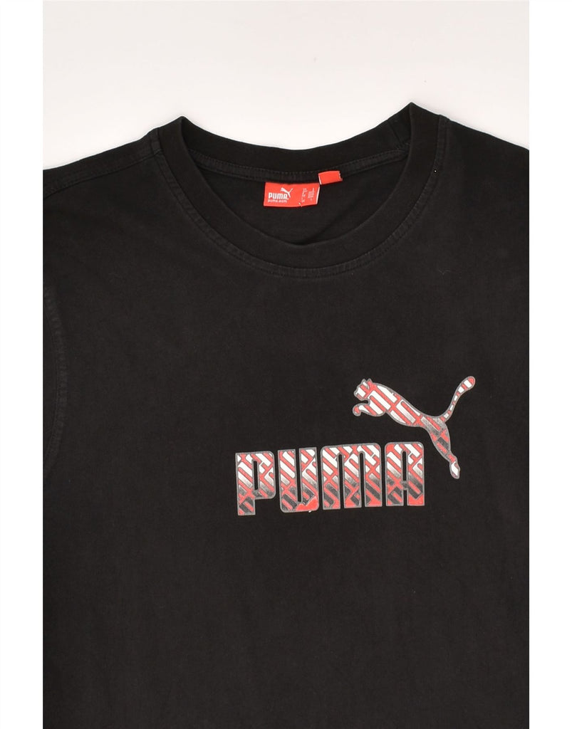 PUMA Mens Graphic T-Shirt Top Large Black | Vintage Puma | Thrift | Second-Hand Puma | Used Clothing | Messina Hembry 