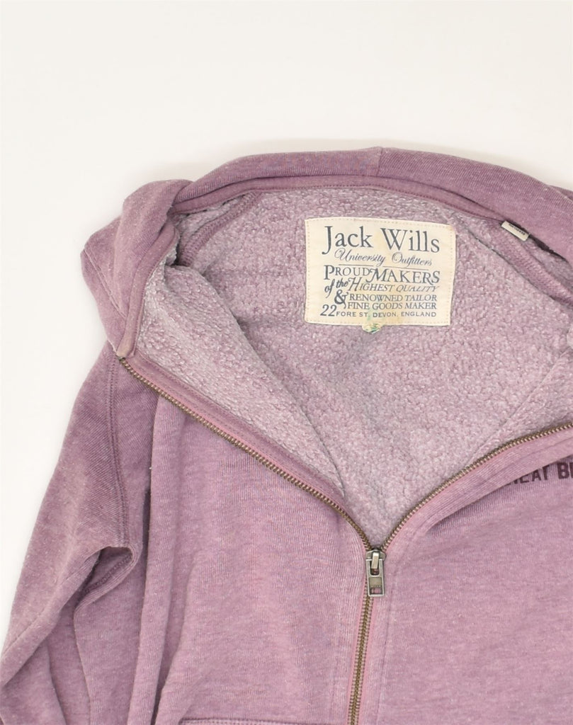 JACK WILLS Womens Loose Fit Zip Hoodie Sweater UK 10 Small Purple Cotton | Vintage Jack Wills | Thrift | Second-Hand Jack Wills | Used Clothing | Messina Hembry 