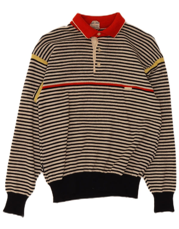 Skipper's Mens Polo Neck Jumper Sweater IT 46 Small Black Striped Wool