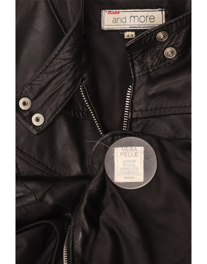 Bata and More Womens Leather Jacket IT 44 Medium Black Leather