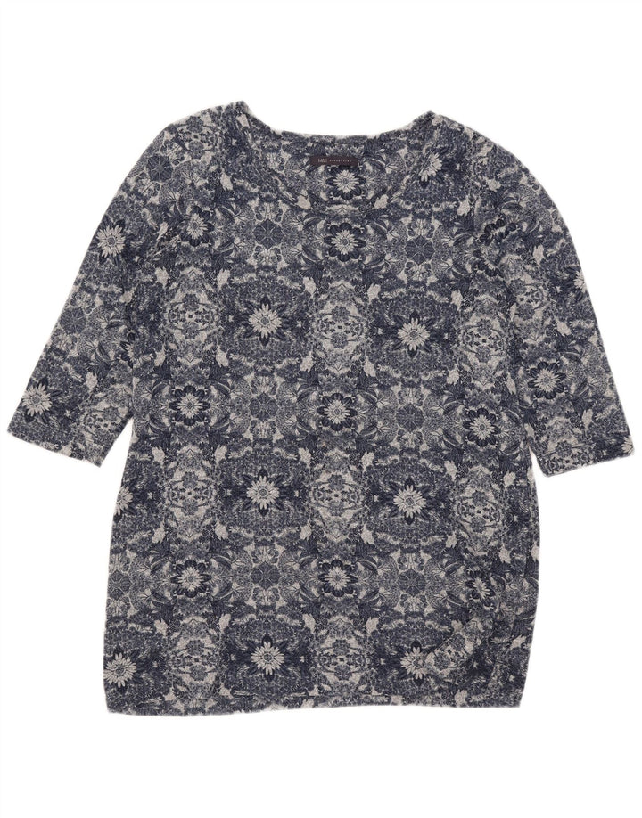 Marks & Spencer Womens Top 3/4 Sleeve UK 16 Large Blue Floral Polyester