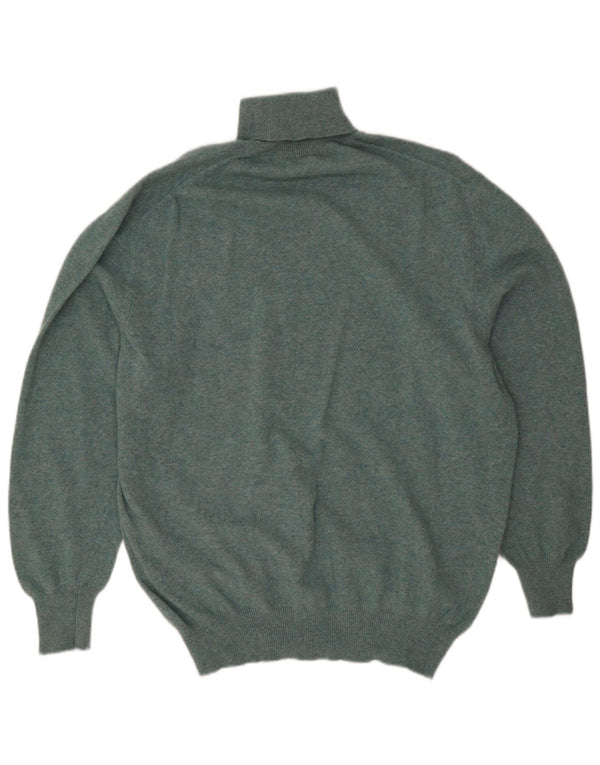 Vintage Mens Roll Neck Jumper Sweater Large Green