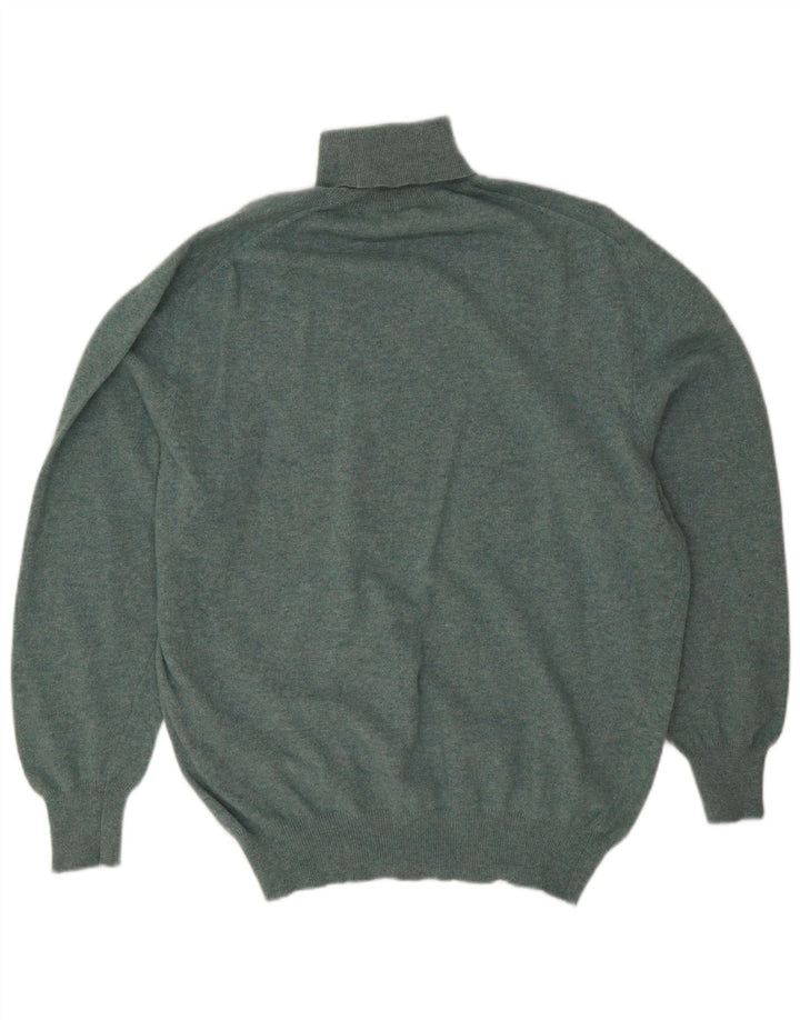 Vintage Mens Roll Neck Jumper Sweater Large Green