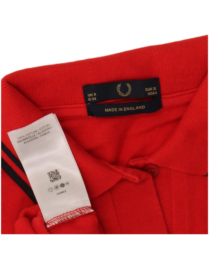 Fred Perry Womens Crop Polo Shirt UK 8 Small Red Cotton